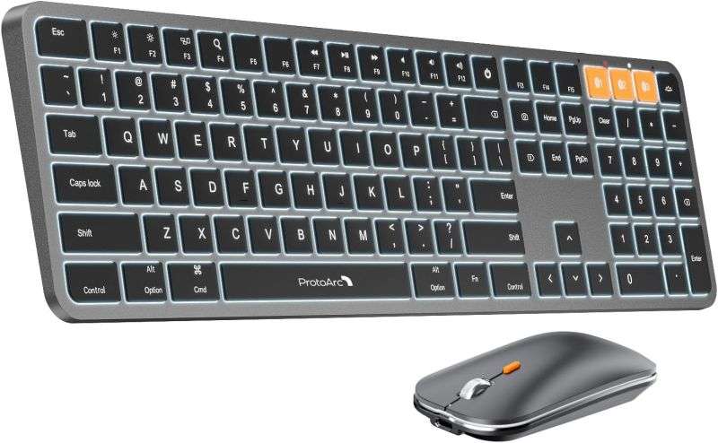 Apple ProtoArc Backlit Bluetooth Keyboard Mouse for Mac, KM100-A