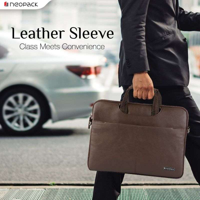 Neopack Leather Sleeve for 13.3-inch Laptops and MacBooks (Coffee Brown)