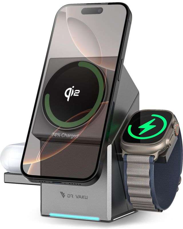 DR VAKU® GYRO 23W 3IN1 Wireless Charger Fast Charging with One touch  auto-rotation