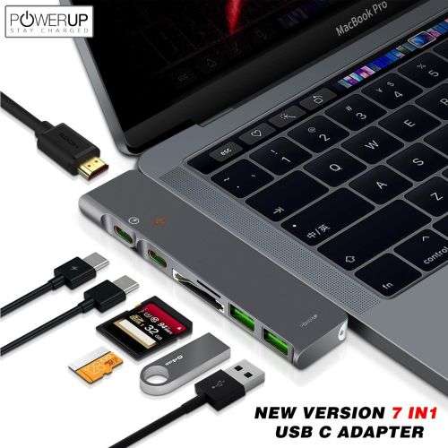 Powerup Type-C 7IN1 USB HUB  Multi-Functional
 with Cable