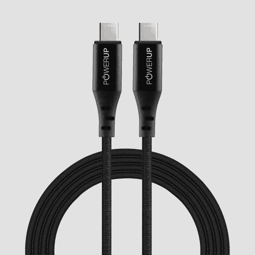 Powerup 1.5m USB-C TO USB-C Charging & SYNC Cable 60W  - Black