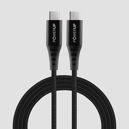 Powerup 2m USB-C TO USB-C Charging & SYNC Cable 100W  - Black