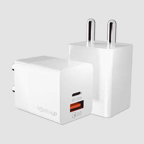Powerup Type-C 35W PD + USB QC 3.0 Wall Charger - White