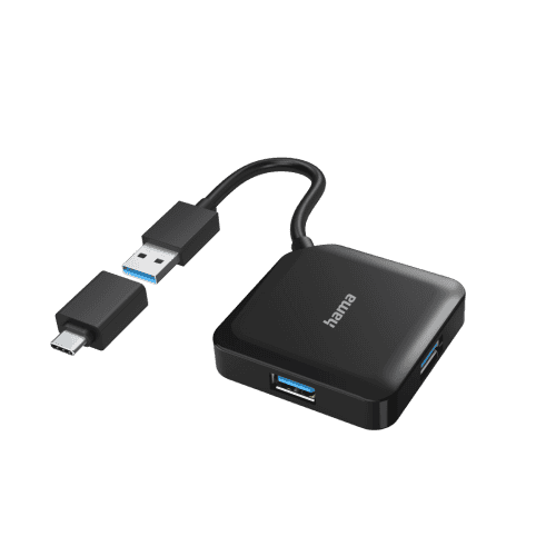 Hama USB Hub, 4 Ports, USB 3.2 Gen 1, 5 Gbit/s, incl. USB-C Adapter