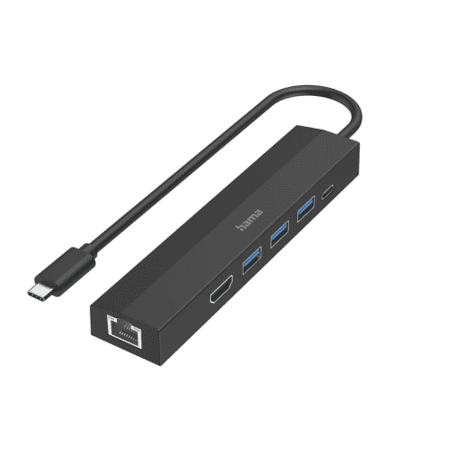 Hama USB-C hub, multi-port, 6 ports, 3x USB-A, USB-C, HDMI™, LAN/Ethernet