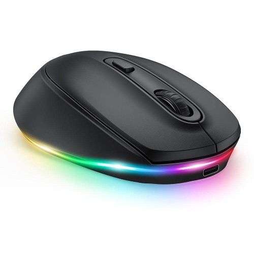 seenda Bluetooth Mouse, Ultra Silent Rechargeable Multi Device Wireless Mouse(Dual Bluetooth + 2.4Ghz),15-Colors LED,2400 DPI Computer Mice for Chromebook,Mac,Android,Windows