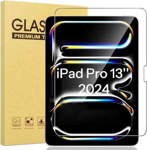 BERSEM Tempered Glass Screen Protector Compatible with iPad Pro 13 Inch 2024 (M4) / iPad Air 13 Inch 2024 (M2), Ultra Clear, Anti-Scratch, Case Friendly