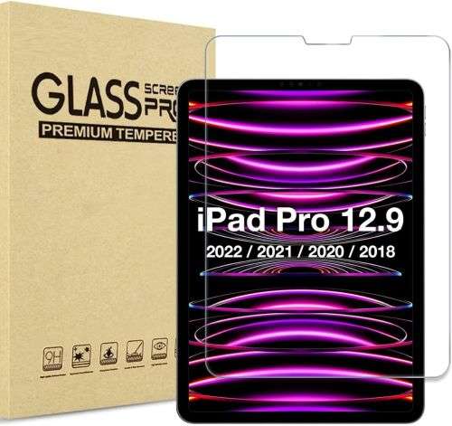 BERSEM Tempered Glass Screen Protector Compatible with iPad Pro 12.9 Inch (6th/ 5th/ 4th/ 3rd Gen), Ultra Clear, Anti-Scratch, Case Friendly