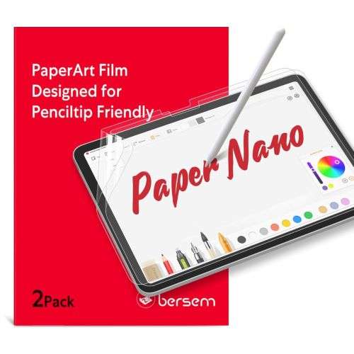 BERSEM Paper Nano Screen Protector for iPad 11th Gen (A16 2025), iPad Air 11 (M3 2025 / M2 2024) & 10th Gen (2022), Matte PET Film, Paper feel, Nib Friendly, Anti-Glare, Transparent Matte (2 Pcs)
