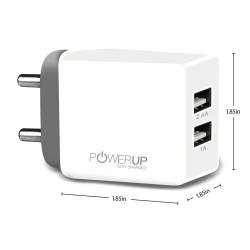 PowerUp DUO USB Ultra Smart Wall Charger 3.4A-whit