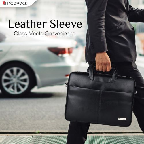Neopack Leather Sleeve for 13.3-inch Laptops and MacBooks (Black)