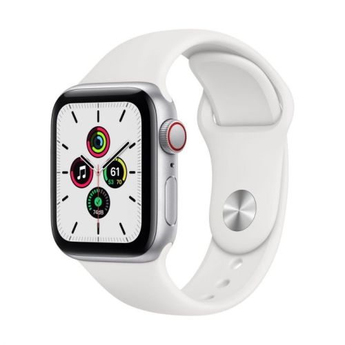 Apple Watch SE GPS + Cellular, 40mm Silver Aluminium Case with White Sport Band