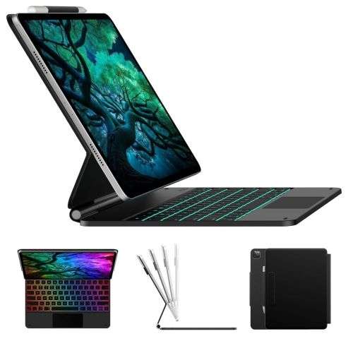 Typecase Edge for iPad Air 13 Inch (M3/M2, 2025/2024) and iPad Pro 12.9 (6th/5/4/3rd Gen),Magic Magnetic Keyboard case, Precision Multi-Touch Trackpad, Floating Cantilever, 11-Color Backlight