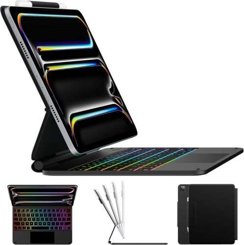Typecase Edge Keyboard Case for iPad Pro 11-inch (M4) 2024,Magic Keyboard with 11 Colors Backlight,Keyboard Case with Pencil Holder,Multi-Touch Trackpad, Easy-Set Magnetic Stand