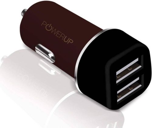 Power Up 3.4 Amp Turbo Car Charger  (Brown, With USB Cable)
