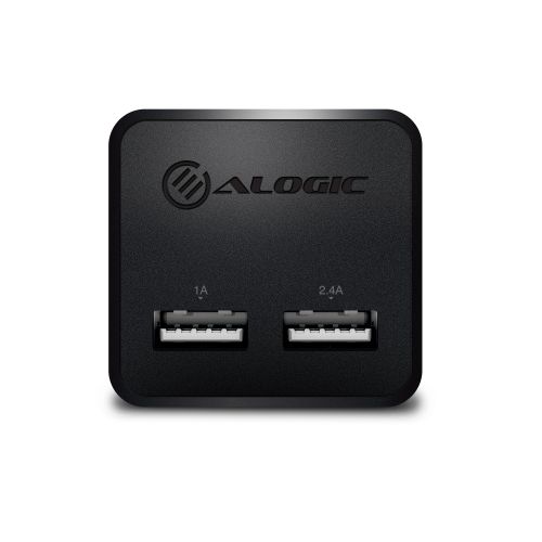 ALOGIC 2 Port 2.4 amp and 1 amp USB Mini Wall Charger Wall Charger-Black